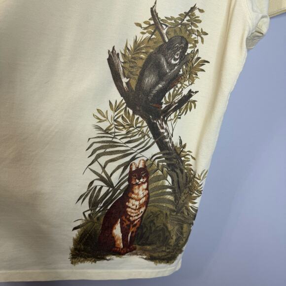 Ovadia New York Polo Shirt Jangle Safari Animal Print Cream Sz XL - Picture 8 of 12